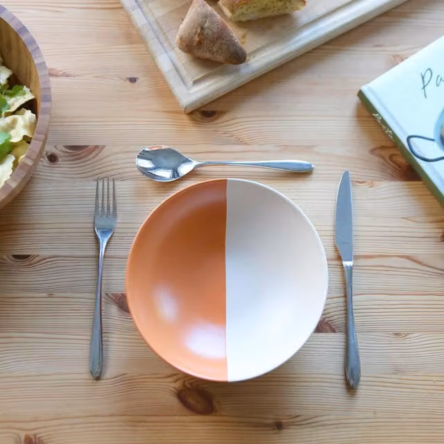 Nicola Spring Multicolour Dipped Stoneware Pasta Bowl Set, Pack of 4, Diameter: 20.5 cm