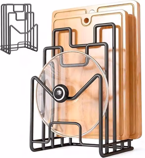 FORGEVIO Black Metal Freestanding Chopping Board Holder Rack – 1