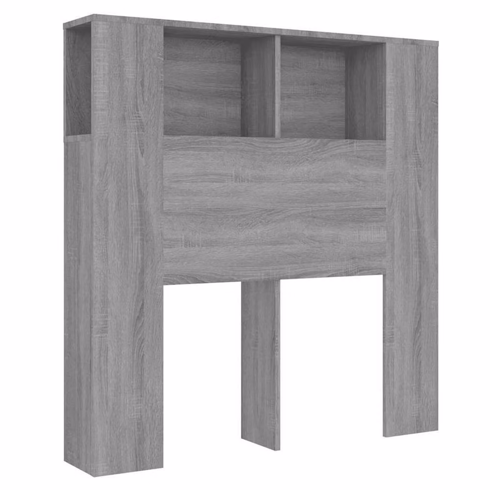 Berkfield Home Modern Headboard Cabinet with Integrated Nightstands and Shelf, Grey Sonoma, W: 100 cm, D: 18.5 cm, H: 104.5 cm – 2