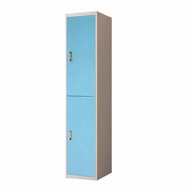 FORGEVIO Lockable 2 Door Metal Cabinet in Blue for Home, Office or School, H 180 x W 42 x D 38 cm