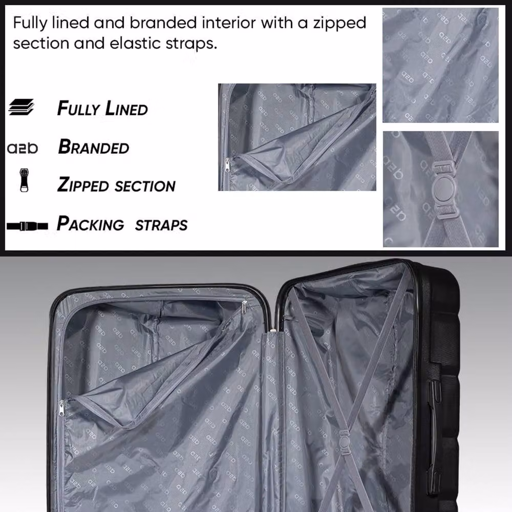 A2B Exodus Hard Sided Hold Suitcase, Large 4 Wheel Checked Travel Luggage in Black – 5