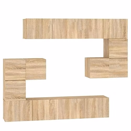 vidaXL Modern Wall-mounted TV Cabinet in Brown Oak Wood, W/D/H: 80.0 x 30.5 x 30.0 cm