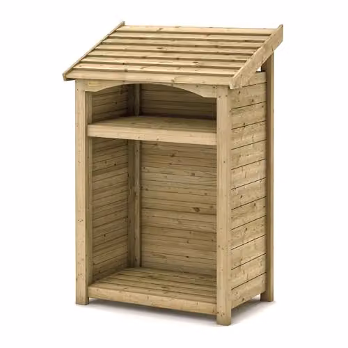 Rowlinsons Premium Heritage Single Log Store in Natural Wood, W: 112 cm, D: 71 cm, H: 170 cm – 1