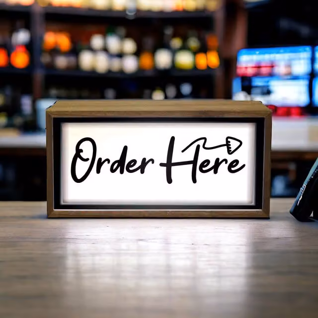 Echo Three LED Wall Light Box Sign in Brown Wood