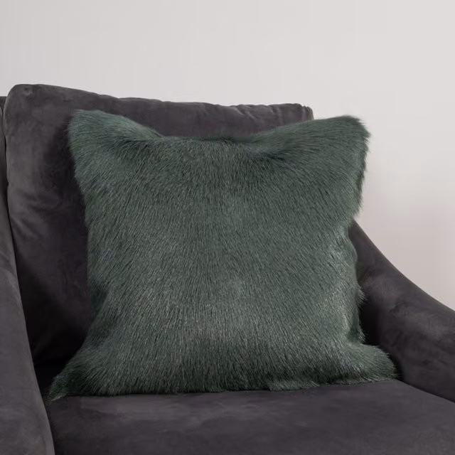 Native Natural Turquoise Lambskin Goatskin Square Cushion, W/D/H: 45 x 45 x 45 cm