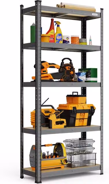 VonHaus 5-Tier Heavy Duty Steel Garage Shelving Unit in Grey – 8