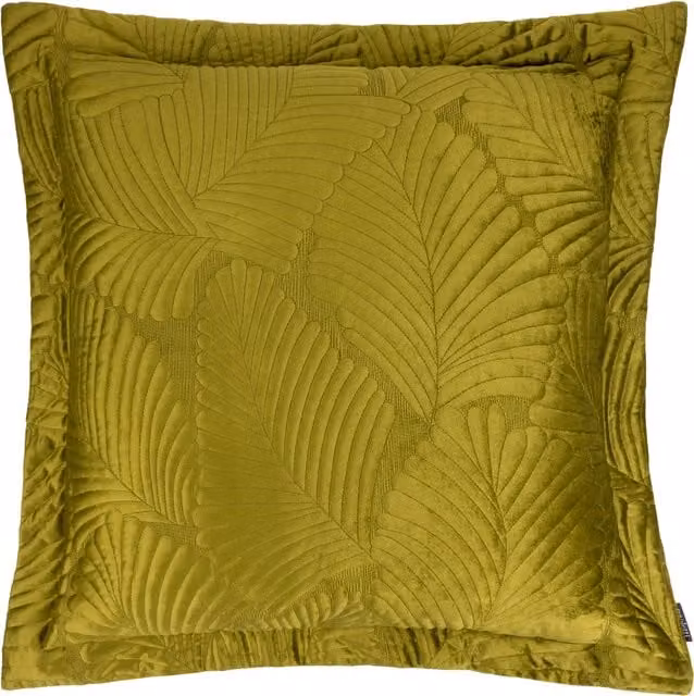 Paoletti Palmeria Quilted Velvet Square Cushion, Moss Green, W/D/H: 60 x 60 x 60 cm
