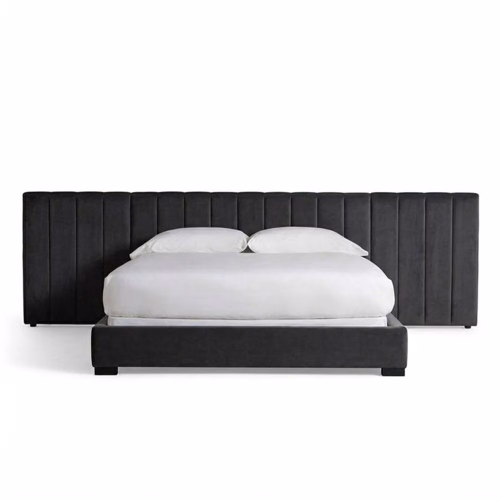 Stratus Interiors Raphael Extra Wide Upholstered Bed with Gas Lift Ottoman Storage and Headboard in Black, Super King Size (200 x 200 cm) – 2
