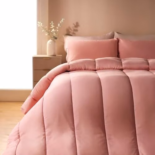 OHS Double Coverless Duvet and Pillowcase Set, 10.5 Tog, Pink, W/D/H: 200 x 200 x 200 cm – 1