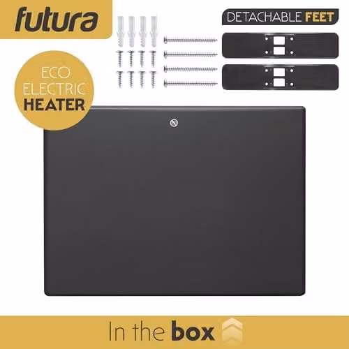 Futura 1000W Grey Electric Radiator Set of 2 with Advanced Thermostat Control and Setback Timer – 4