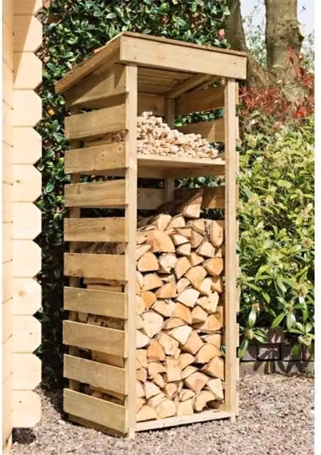 Cheshire Narrow Pressure Treated Log Store in Light Oak