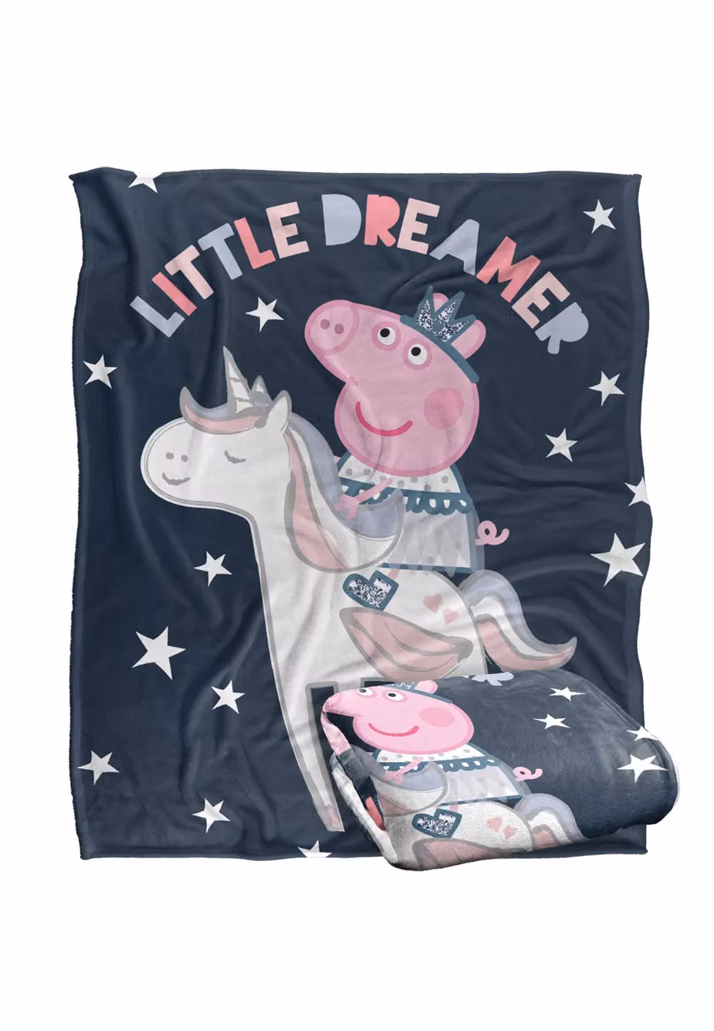 Hasbro Peppa Pig Little Dreamer Kids Silky Touch Blanket in White and Multicolour, W: 152 cm, D: 127 cm – 2
