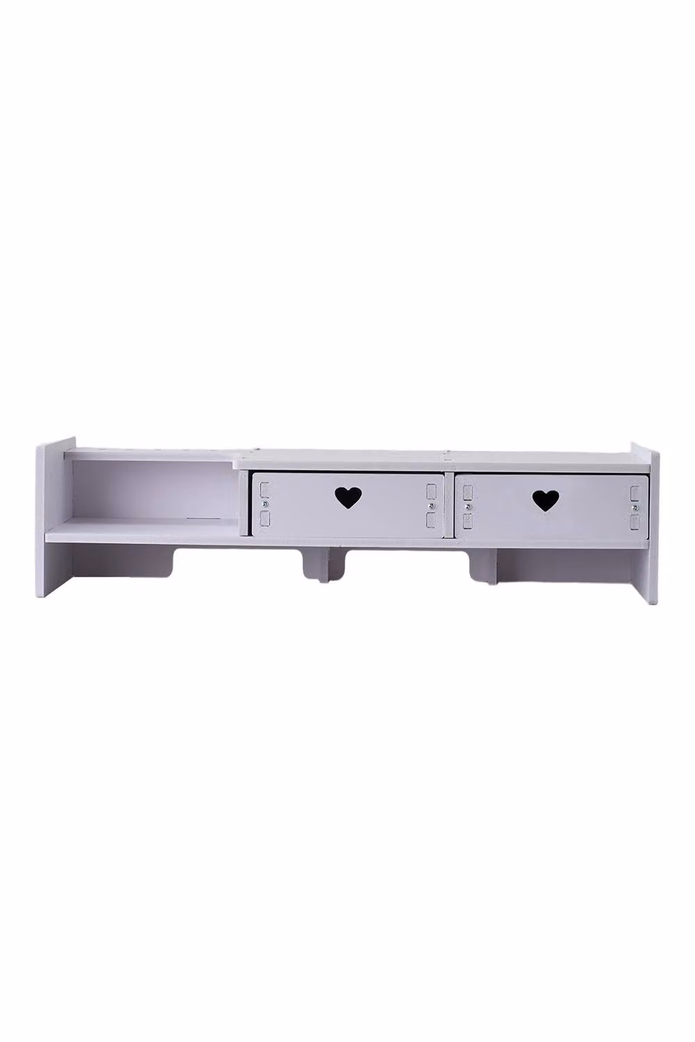 Living and Home White Monitor Stand Riser with 2 Drawers – 2
