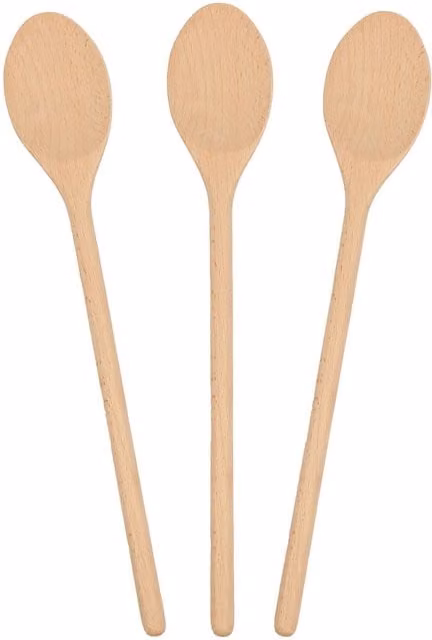 Argon Tableware Heat Resistant Oval Wooden Cooking Spoon in Brown and Beige, Length: 35 cm