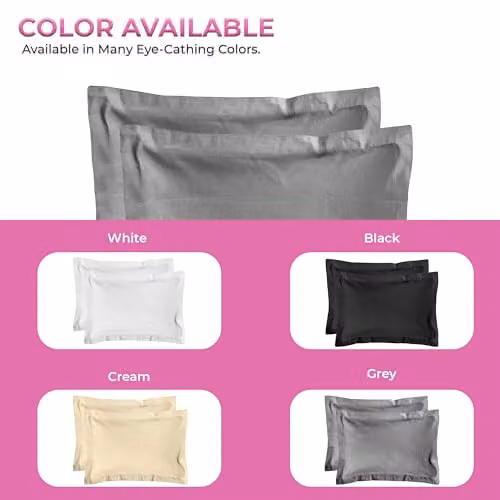 Snug City Grey Cotton 200 Thread Count Pillowcase Pair with Envelope Closure, W: 48 cm x L: 74 cm – 5