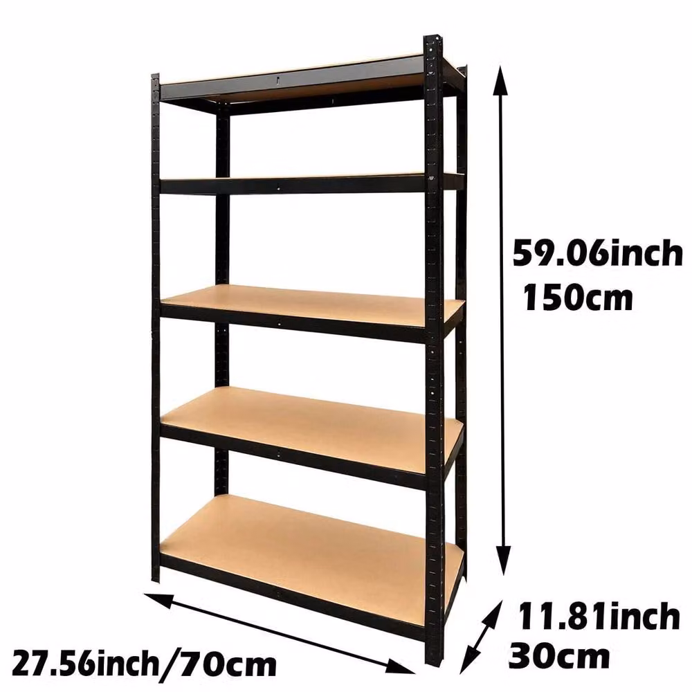Kelvenix Heavy Duty 5 Tier Kitchen Shelving Unit in Black, H 150 x W 60 x D 30 cm – 2