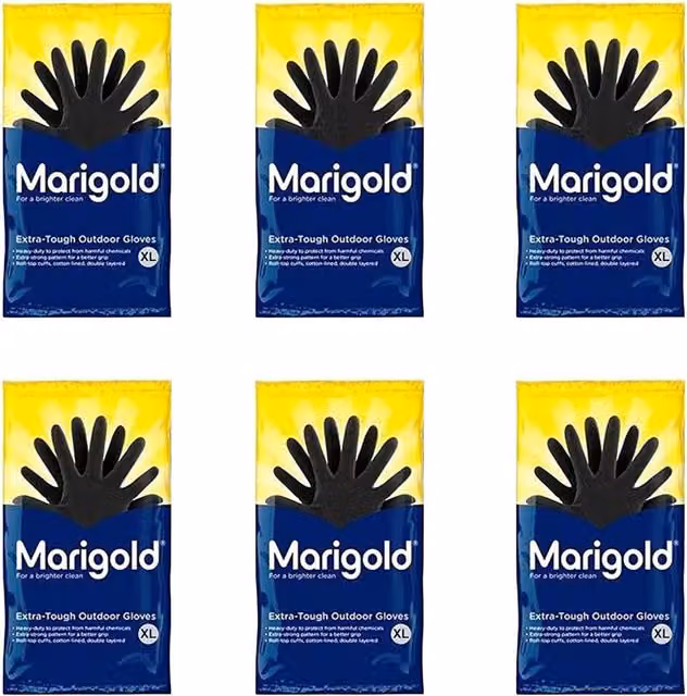 Marigold Extra Tough Outdoor Rubber Gloves in Black, Extra Large