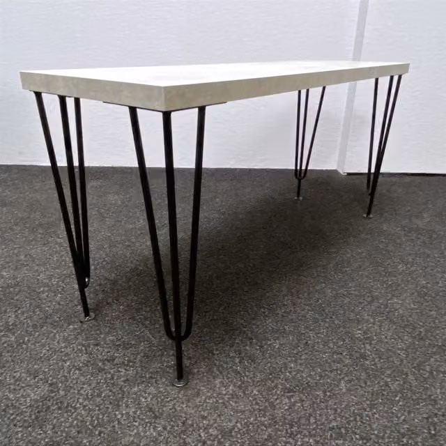 KOSY KOALA Modern Grey Bench with Black Metal Legs, W/D/H: 120 x 30 x 45 cm