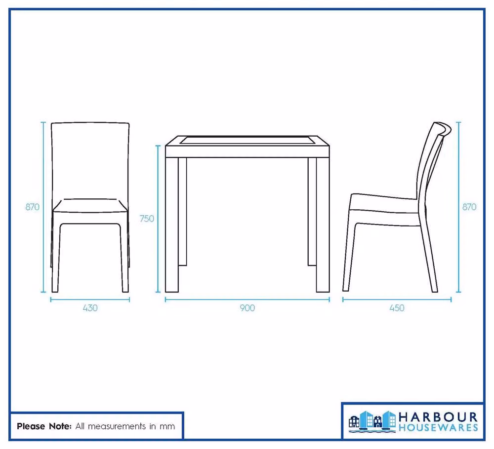 Harbour Housewares 5pc Noble Patio Dining Set in Black – 6