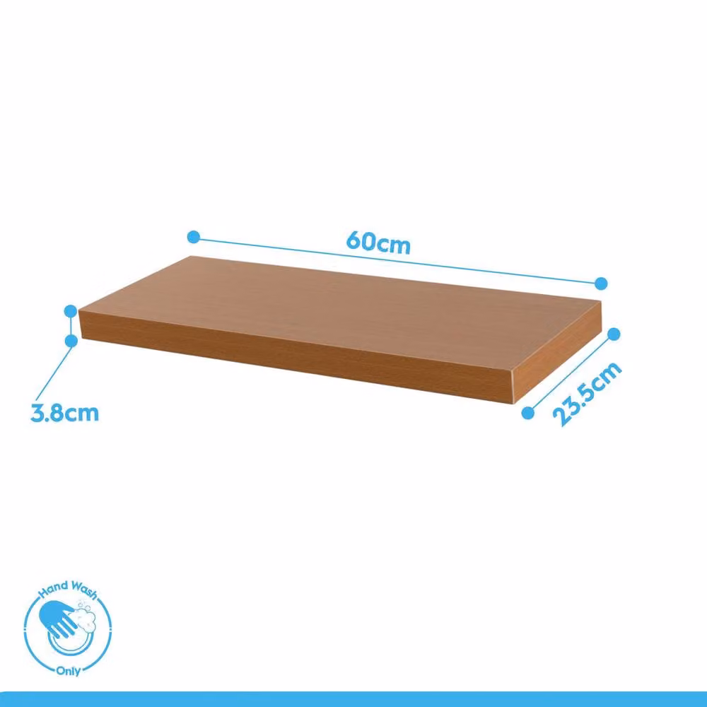 Harbour Housewares Modern Wall Mounted Floating Shelf in Brown, W: 60 cm – 7