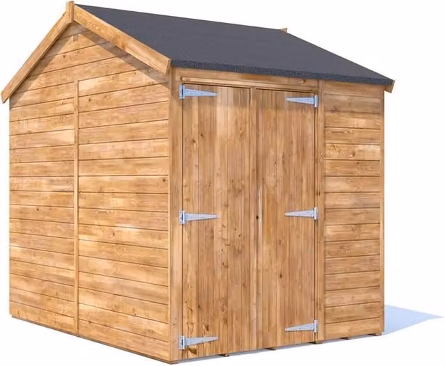 Dunster House Wooden Apex Roof Gable Shed in Brown, 6x8ft