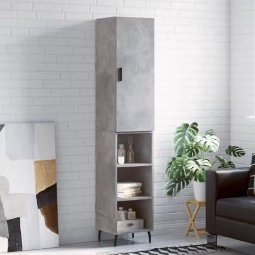 vidaXL Modern Highboard in Concrete Grey with Hinged Doors, W/D/H: 34.5 x 34 x 180 cm – 2
