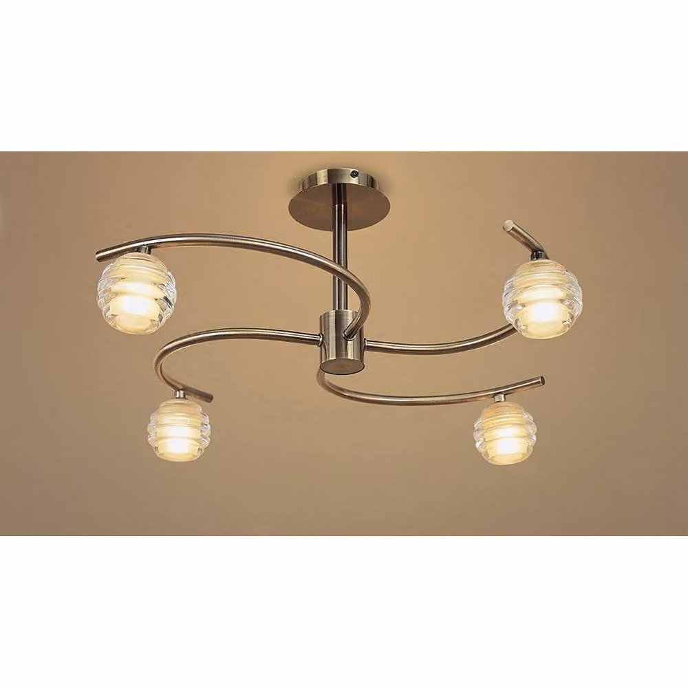 Netlighting Sphere Semi Flush Ceiling Light with 4 G9 Lights in Antique Brass and Bronze – 2