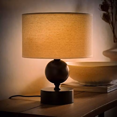 ValueLights Anthony Candlestick Table Lamp with Beige Linen Drum Shade and Bulb – 2