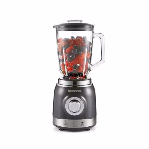 Geepas 700W Electric Blender and Smoothie Maker with 1.5L Glass Jar and Stainless Steel Blades in Grey – 1