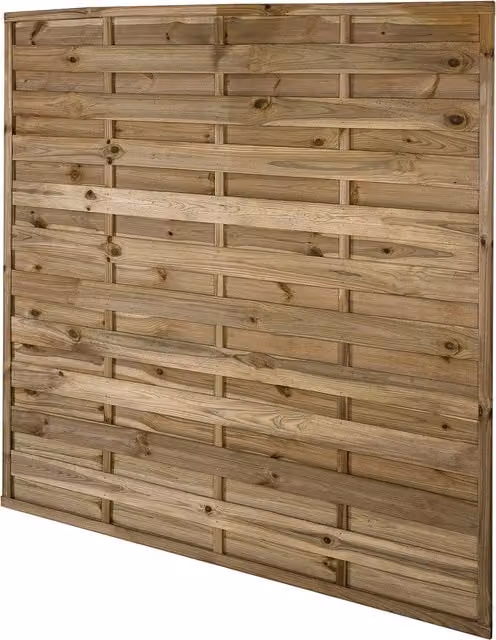 Forest Garden Brown Impregnated Wood Decorative Flat Top Fence Panels, Pack of 3, W/H: 180 x 180 cm – 3