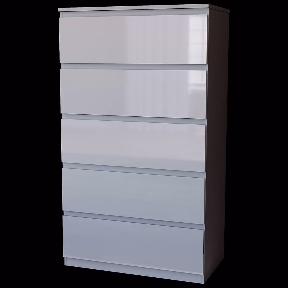 HD Designs Glinton 5 Drawer Chest of Drawers in Grey High Gloss – 3