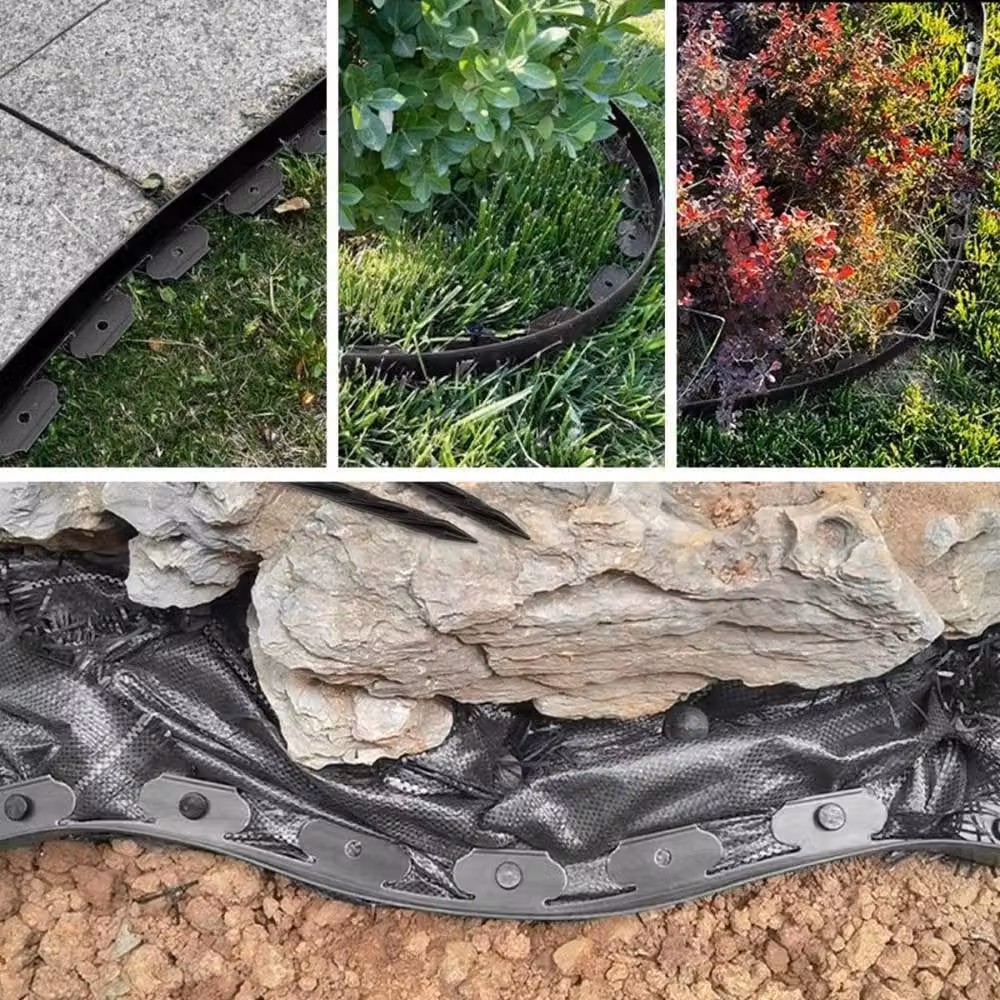 NESTLUNE L-Shape Flexible Garden Lawn Edging, Black, 10 m – 4