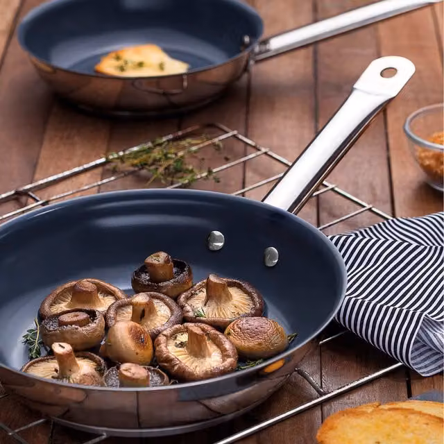 Tramontina Stainless Steel Frying Pan with Ceramic Coating, Grey, Diameter: 26 cm