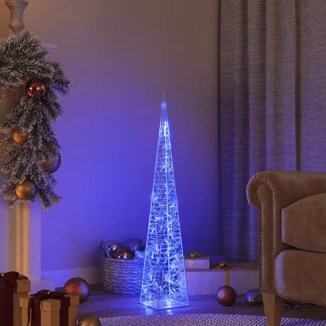 Berkfield Home Blue Acrylic Decorative LED Light Cone, Height: 90 cm