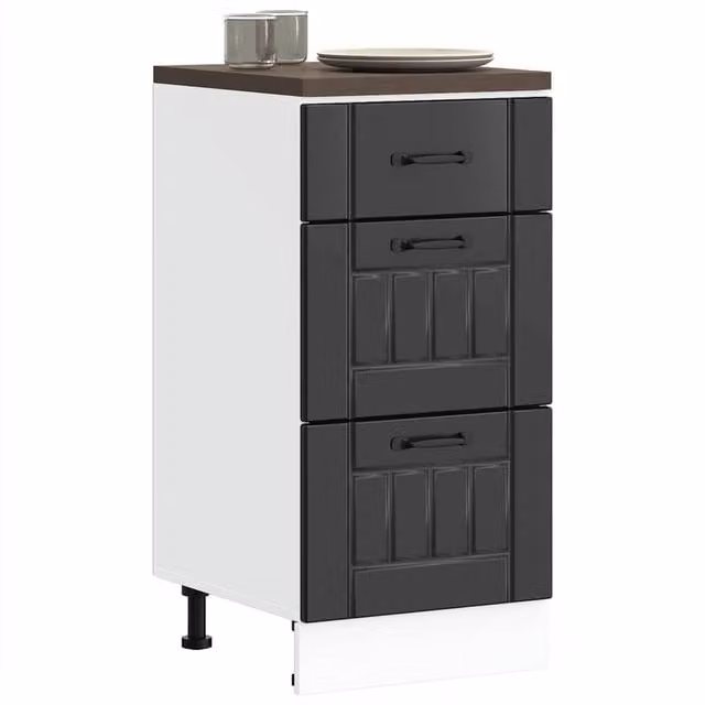 Berkfield Home Lucca Modern Black Kitchen Base Cabinet with Doors and Drawers