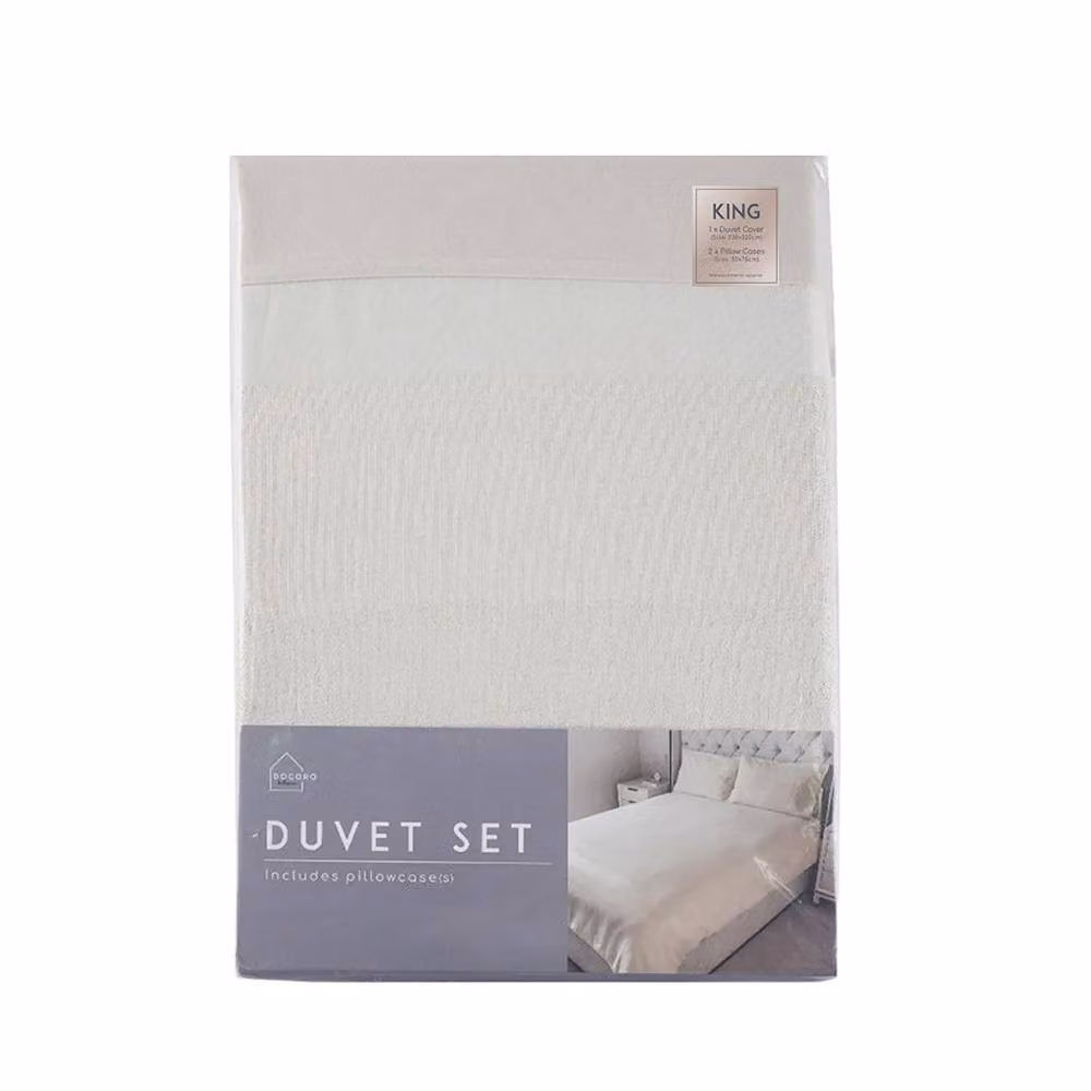 Voltico Natural Jacquard Linen Duvet Cover and Pillowcase Set in Beige and Blue, King Size – 2