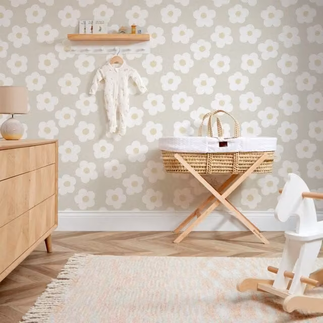 I Love Wallpaper Ditsy Daisy Floral Botanical Wallpaper in Beige and Yellow