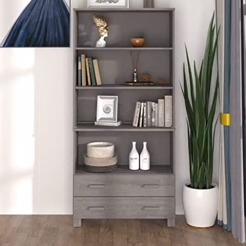 vidaXL HAMAR Modern Highboard in Grey Solid Wood and MDF, W/D/H: 180 x 35 x 85 cm – 2