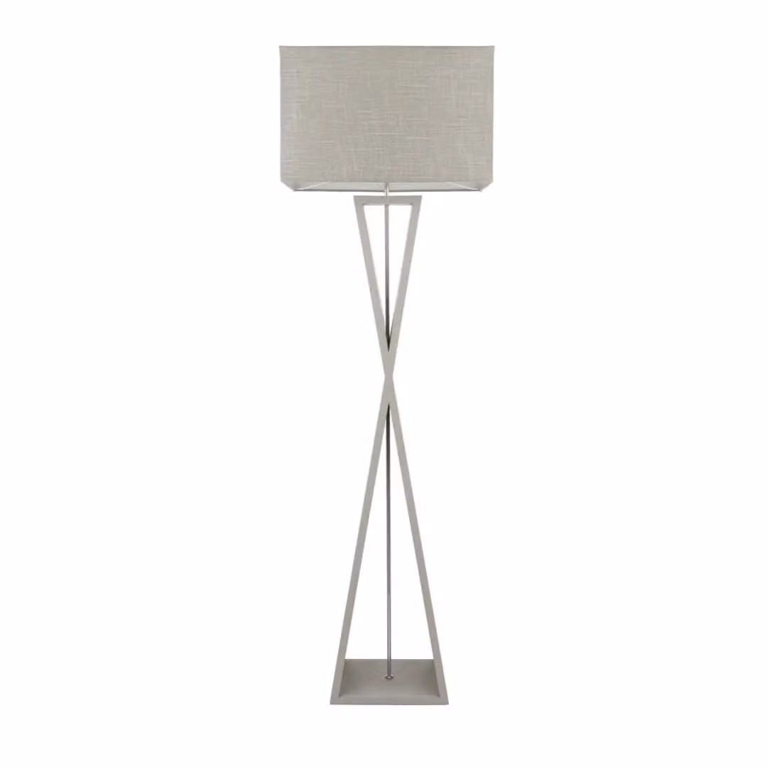 Pagazzi Kaden Modern Grey Floor Lamp with Wood and Chrome Details, Height: 151 cm, Width: 28.5 cm, Depth: 28.5 cm – 3