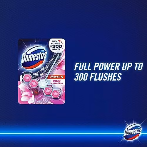 Domestos Power 5 Pink Magnolia Toilet Rim Block, 55 g – 4