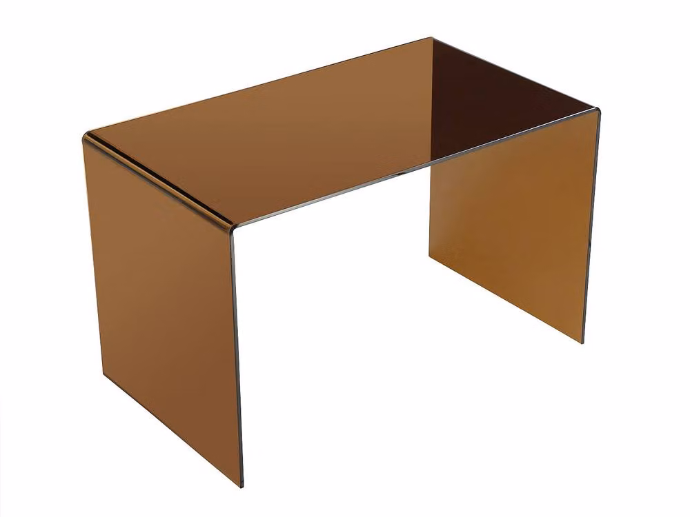 Vente-unique Modern Writing Desk with Brown Transparent Toughened Glass Top, W: 120 cm, D: 75 cm, H: 70 cm – 3