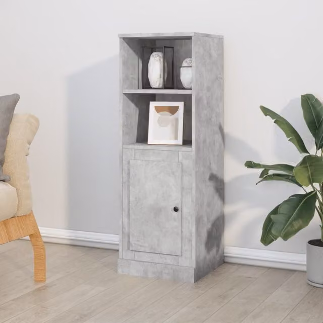 Berkfield Home Minimalist Highboard in Grey MDF with Hinged Doors and Open Shelves, W: 36 cm, D: 35.5 cm, H: 103.5 cm – 1