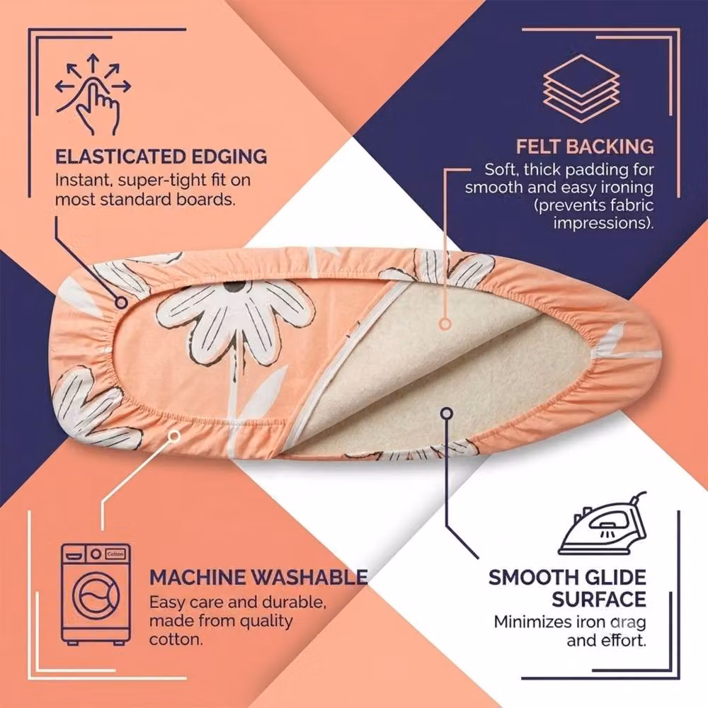 Bedsland Heat Resistant Elastic Fit Ironing Board Cover, Multicolour, W: 140 cm, D: 50 cm – 2