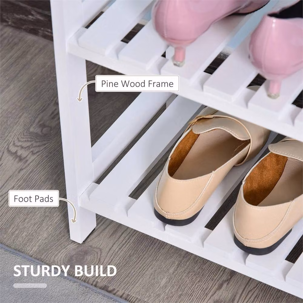 Nordara 3 Tier White Wood Shoe Rack Organiser W: 100 cm, D: 15 cm – 2