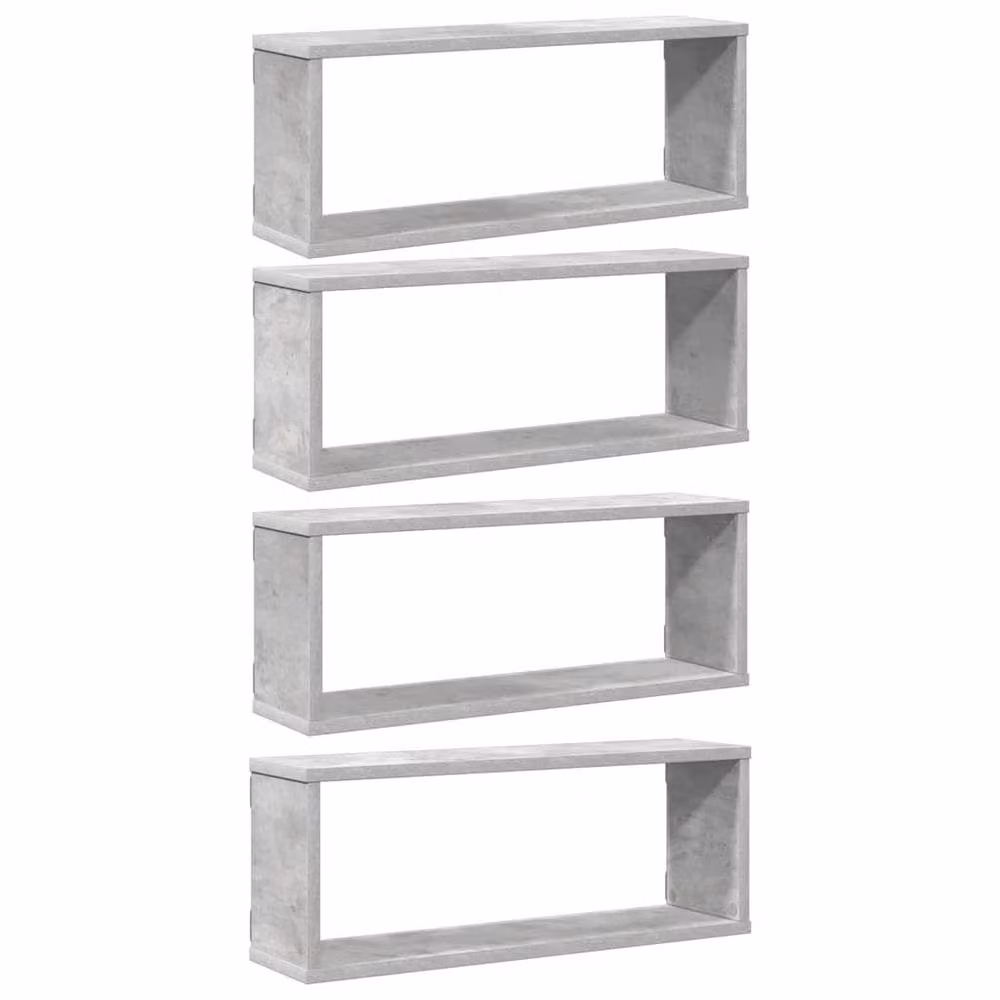 Berkfield Home Wall Mounted Cube Shelf Set of 4 in Concrete Grey, W: 60 cm, D: 15 cm, H: 23 cm – 2