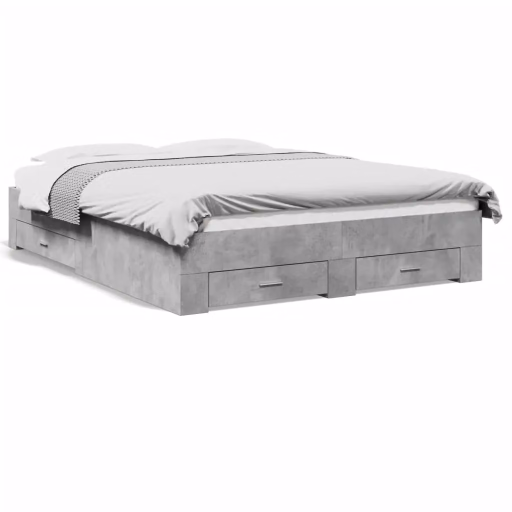Berkfield Home King Size Bed Frame with Drawers in Concrete Grey, W/D/H: 150 x 200 cm – 2
