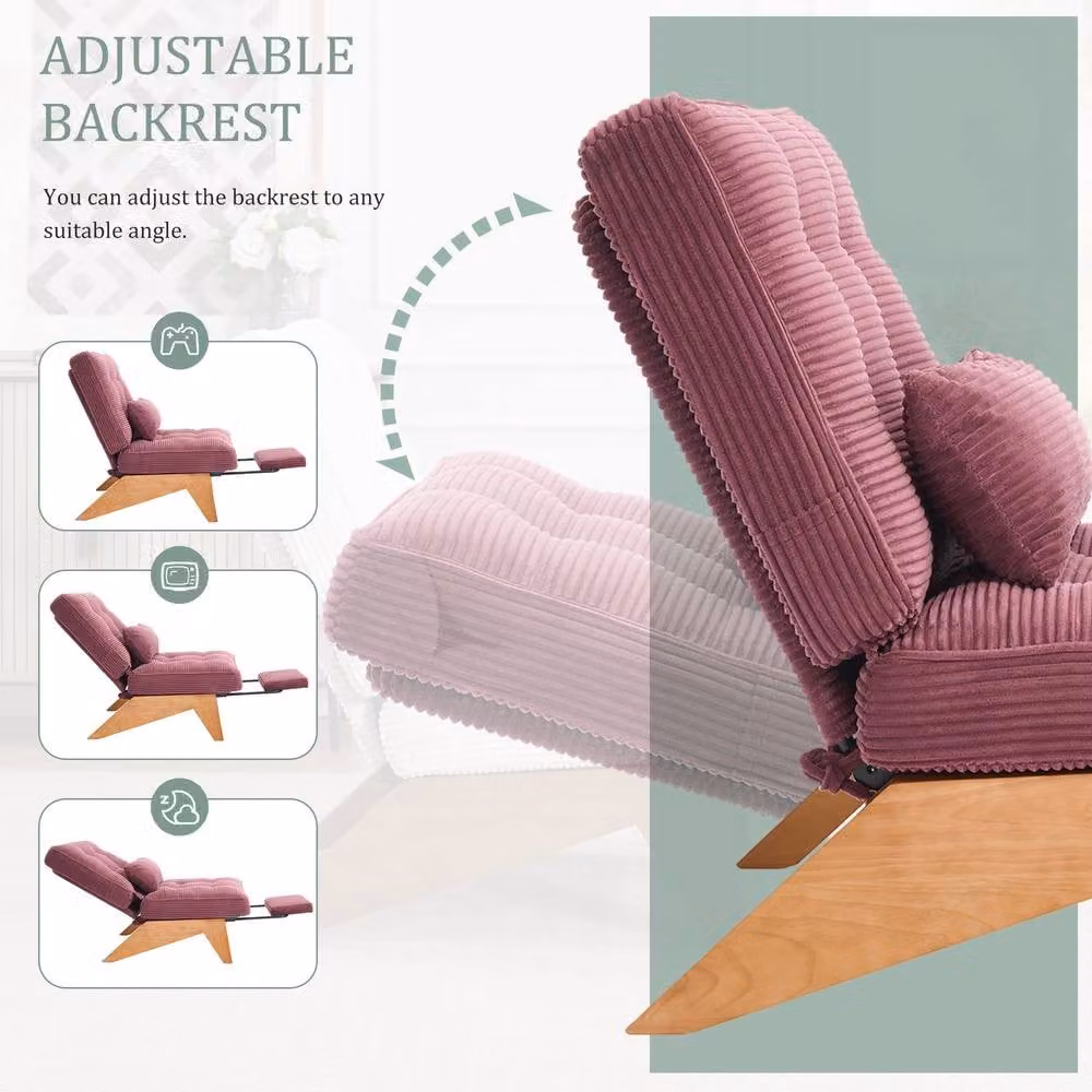 Direct Wicker Adjustable Reclining Tub Chair with Ottoman and Red Striped Fabric Upholstery – 3