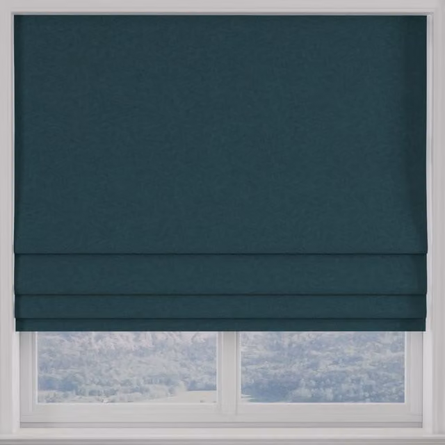 Terrys Kansai Plain Blackout Made to Measure Roman Blind in Petrol Blue