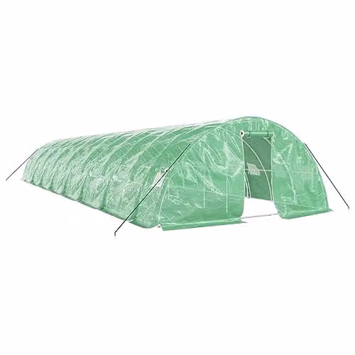 vidaXL Green Steel Frame Greenhouse with 80 m² Growing Area, W: 16 m, D: 5 m, H: 2.3 m – 1