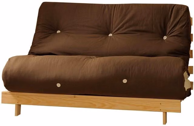 Comfy Living Chocolate and Cream Premium Luxury Wooden Futon Sofa Bed, Brown, W/D/H: 135 x 190 cm